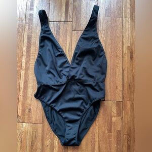 Urban Outfitters Deep V Black Bodysuit